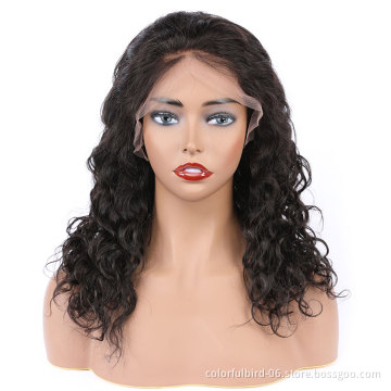 Top quality raw 100% human hair 13*4 full lace wig hair vendor transparent hd lace human hair wigs water wave